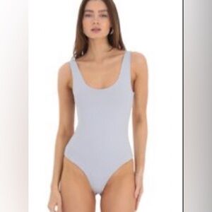 Lucy in the Sky Scoop Neck Bodysuit in Ice Blue Womens Large